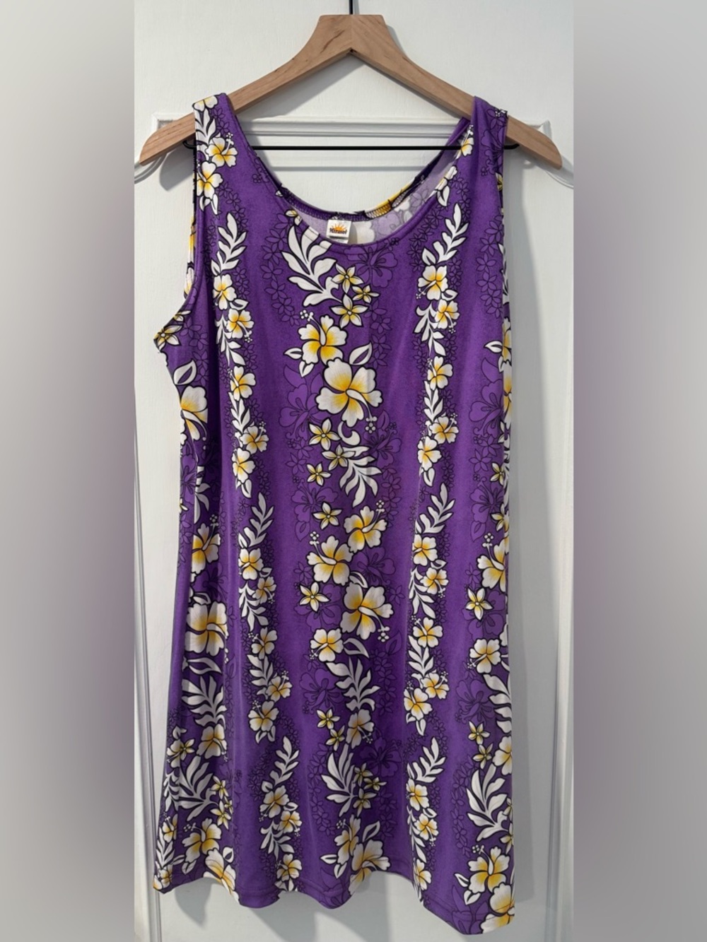 Vintage 80s 90s Mirasol Purple Hawaiian Sleeveless Dress - One Size